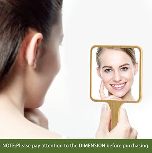 Jasefa Hand Mirror,Natural Bamboo Hand Held Mirror With Handle,Small Cute Handheld Mirror For Shaving Single-Sided Portable Travel Vanity Mirror For Men & Women,5.3" W X 9.8" L #TOP1