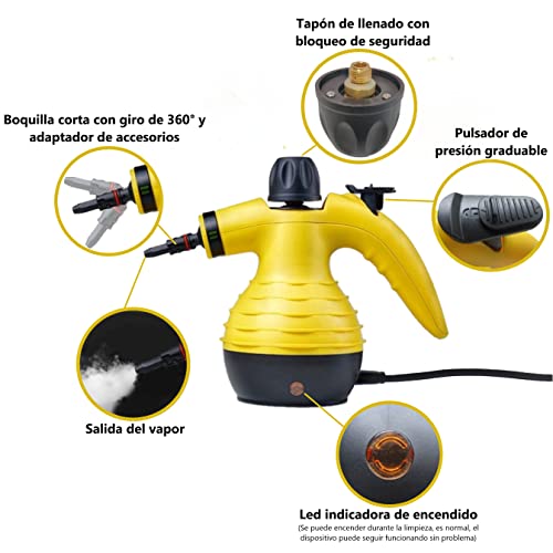 Vaporeta-de-Limpieza-de-Mano-Portatil-Potente-y-Multiusos-para-Quitar-Manchas-en-Tapiceria-de-Coche-Hogar-Cocinas-Alfombras-Cristales-Sofa-Vaporizador-Limpiador-a-Vapor-con-9-Accesorios