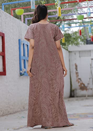 Image of G4Girl Pure Cotton Embroidery Nighty for Women's | Night Gown | Nighty | Nightdress | Maxi | Sleepwear | Jaipuri Nighty | Nighties | Gown