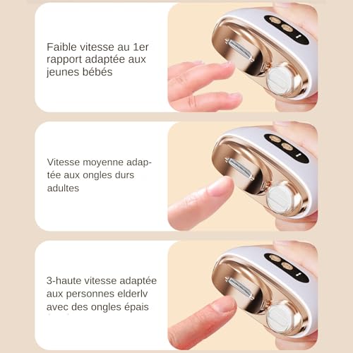 Lime-ongles rechargeable USB manucure voyage à 3 vitesses réglables - 7