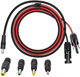 ZUYOOK Solar Panel Plug to DC 5.5mm x 2.1mm Male Adapter Cable MC-4 to DC Cable with DC 3.5x1.35mm,DC 5.5mmx2.5mm 6.3x3mm and DC8mmConverter for Solar Panel and Generator Connector 1.5m/5ft 16AWG