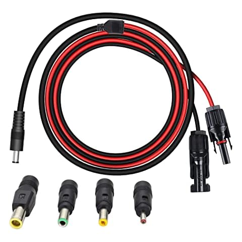 ZUYOOK Solar Panel Plug to DC 5.5mm x 2.1mm Male Adapter Cable MC-4 to DC Cable with DC 3.5x1.35mm,DC 5.5mmx2.5mm 6.3x3mm and DC8mmConverter for Solar Panel and Generator Connector 1.5m/5ft 16AWG Cover