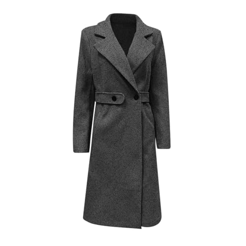 Manteau long avec revers cranté élégant et fermeture croisée