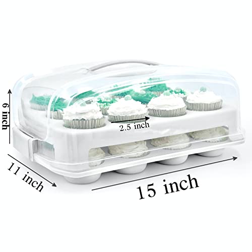 Top Shelf Elements Cupcake Carrier, Fashionable White Cupcake Holder Carries 24 Standard-Size Cupcakes, Durable Muffin Traveler Two Tier Stand And Reusable Cupcake Box #TOP3