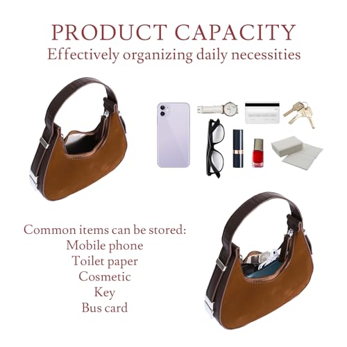 Image of Prpeko Shoulder Bag Crescent Retro Y2k Hobo Handbags 90s Underarm Purse Bag Fashion Clutch Purses for Women