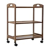 Mesa Carrito Camarera Carro De Servicio 3 Niveles De Madera Organizador Movimiento Fácil Encargarse De Ruedas Universales con Freno Capacidad 60 Kg (Color : Brown)