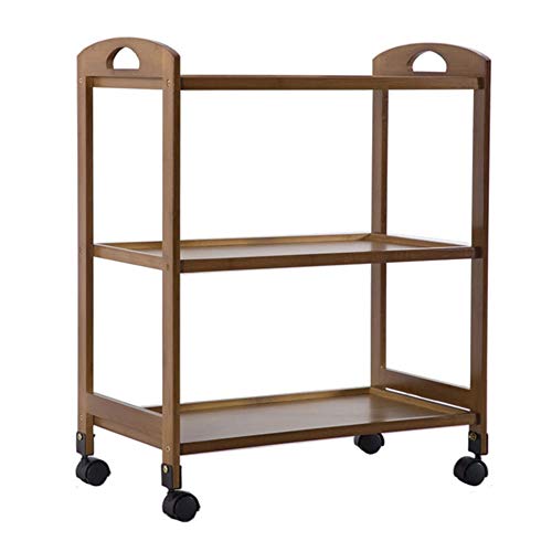Mesa Carrito Camarera Carro De Servicio 3 Niveles De Madera Organizador Movimiento Fácil Encargarse De Ruedas Universales con Freno Capacidad 60 Kg (Color : Brown)