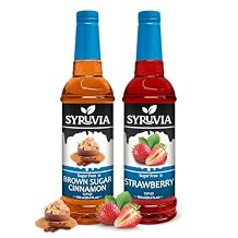 Syruvia Sugar-Free Brown Sugar Cinnamon & Strawberry Syrup - Premium Flavoring Syrup for Tea, Italian Sodas, Beverages, Drinks, Desserts, Cocktails & Mocktails - 0 Calories, Kosher, Gluten Free - 25