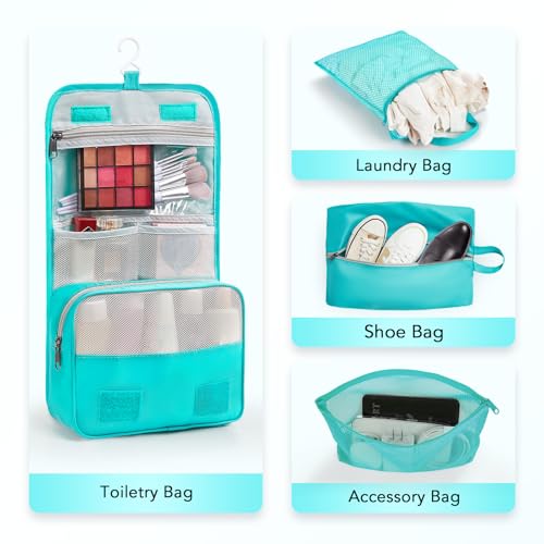 Image of OlarHike 10 Set Compression Packing Cubes for Travel Essentials,Compressible Expandable Space Saver Bags for Organizing Clothes,Luggage Suitcase Garment Bags with Over 1000 pcs Mesh Holes(Blue Green)
