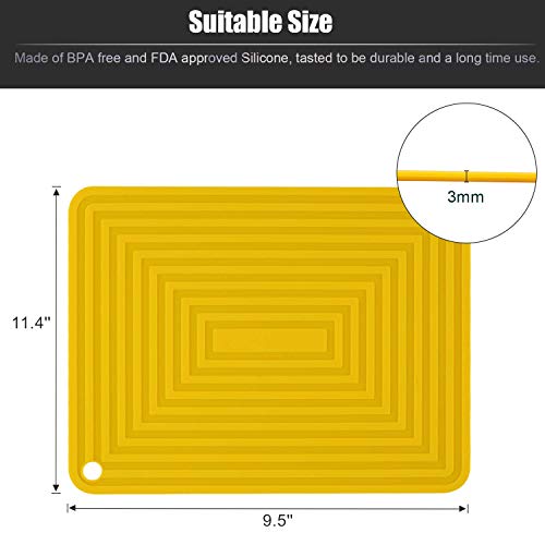Image of 2 Pack Silicone Sqaure Line Trivet Mats /Hot Pads,Pot Holder,9 inchx12 inch Non Slip Flexible Durable Heat Resistant Pot Coaster Kitchen Table Mats (Pack 2 Blue)