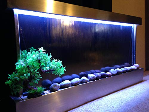 Jersey Home Decor Wall Hanging Waterfall XL 47” Wide x 24” Tall Wall Fountain St. Steel Frame, Color Lights, Remote ctrl