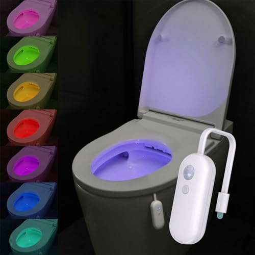 ABOHU LED Luz de Inodoro de 16 Colores con Detección de Movimiento del Sensor Automático, Iluminación LED para Aseos, Recargable por USB, WC Luz Nocturna