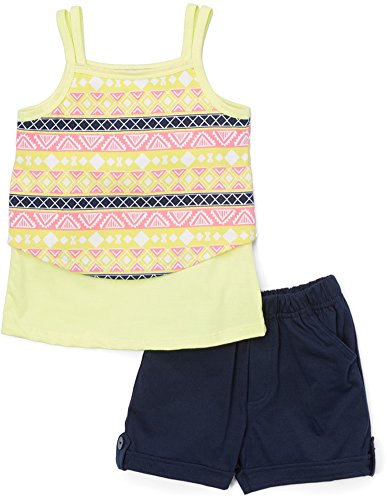 Image of ToBeInStyle Girl's Two Piece Summer Set Cute Tee Top and Matching Shorts Adorable Outfit
