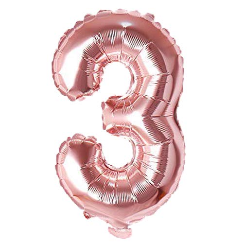 Image of Rozi Decoration 16? Inch Rose Gold 3 Number Foil Balloons Helium Supported | 3 Number Balloon For Birthday | 3Rd Anniversary Decoration Items | 3 Number Balloon Decoration, Pack Of 1