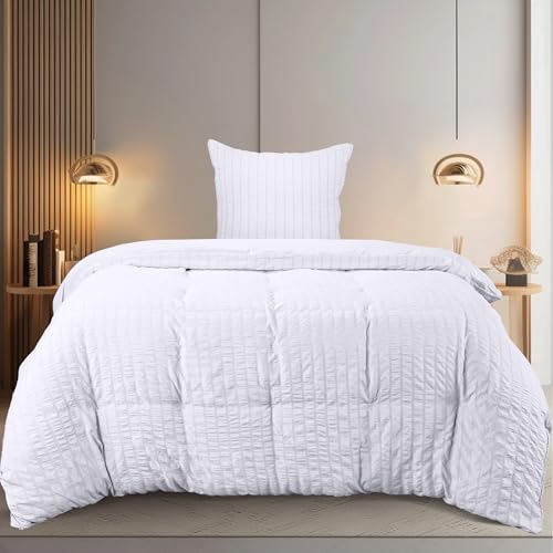 Utopia Bedding Seersucker Bettwäsche 135x200 Set - Mikrofaser Polyester...