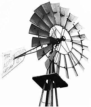Black and White Windmill Rustic Farmhouse Fine Art Photography Print