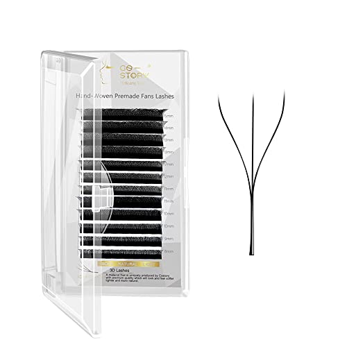 Costory Volume Eyelash Extensions 3D Easy Fan Lashes Self Fanning False Lash Black Clover W-shaped Premade Fans Eyelash Extensions Supply 5 Trays (0.07 D Curl 8-15mm Mixed)