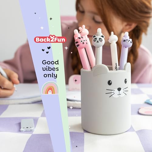 Back2Fun - Weicher Silikon-Stiftehalter für Kinder mit süßem Tiermotiv. Perfekt zum Ordnen von Schulutensilien - ideal zum Schulstart oder als Geschenk