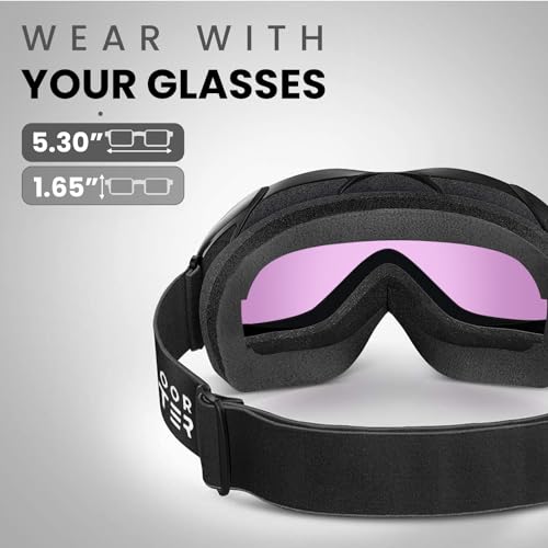 Image of OutdoorMaster OTG Ski Goggles - Over Glasses Ski /Snowboard Goggles for Men, Women & Youth - 100% UV Protection (White Frame + VLT 40% Sapphire Lens)