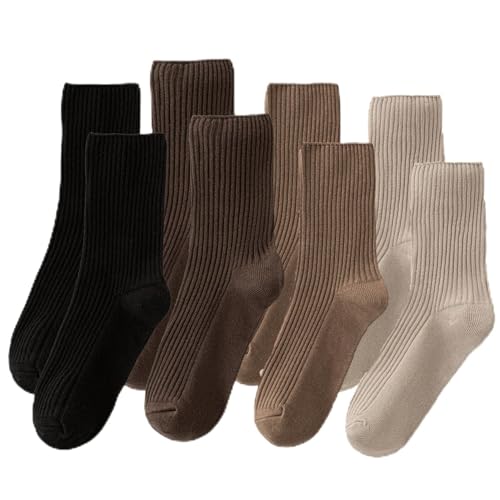 Womens Cute Crew Socks Casual Athletic Aesthetic Socks Neutral Cotton Women Girls Granola Essentials