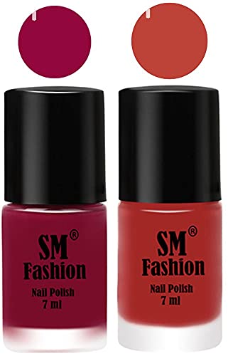 Image of Long Lasting Nail Polish | Nail Paint Combo 7 ml Each) - Set of 2 Cherry Blossom-Dark Nude