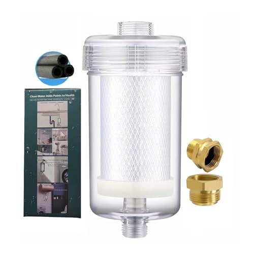 ZHYUUAX 2 Micron Carbon Washer Water Filter Visible Washing Machine Water Filter System 99.5% Removal of Chlorine Fluoride Heavy Metals Odors Scale Reduces Dry Skin ACF Shower Filter