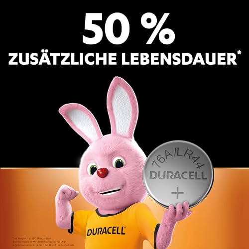 DURACELL LR44 Knopfzellen (4 Stück) LR44 Batterie 1,5 V (A76, V13GA, 76A) 3