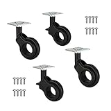 tornillos incluidos QC-OLYMNEO60N22P Ruedas para muebles 2 con freno y 2 sin freno. Diámetro 60 mm con placa de montaje y tornillos incluidos. (NEGRO)