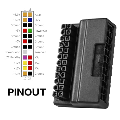 Adattatore ATX a 90 gradi a 24 pin  24 pin ATX da maschio a femmina porta PSU a 90 gradi scheda adattatore per scheda madre desktop alimentatore - Alimentatore - Immagine 1