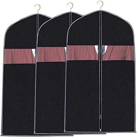 Garment Bag Suit Bag Storage,Yohencin Breathable Suit Carriers For Men Travel 40 inch 3 Pcs Jacket Closet Storage with Clear Transparent Window for Suit Coat Covers Clothes Bags