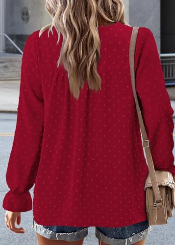 BETTE BOUTIK Womens Boho Fall Long Sleeve Shirts Crewneck Dressy Casual Blouses Trendy Flowy Tops