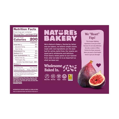 Image of Nature's Bakery Whole Wheat Fig Bars, Original Fig, Real Fruit, Vegan, Non-GMO, Snack Bar, 1 box with 6 twin packs (6 twin packs)