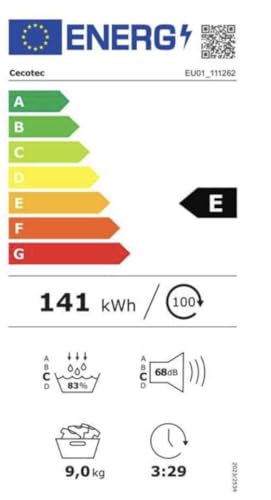 Miniatura 10 de Cecotec Secadora De Ropa Bomba De Calor 9 Kg Bolero Dresscode Dry 9400, Clase Equivalente A , 15 Programas, Funciones De Secado Automático, Planchado Fácil, Stop Go, Delay Start Y Kidlock, Blanca