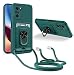 Produktbild JMstore Handykette Schutzhülle Kompatibel mit Xiaomi Poco F3/Mi 11i/Redmi K40/K40 Pro,360° Ring Ständer magnetisches Eisenblech+Kartenfach Kameraschutz Stoßfester Silikon hülle-Grün