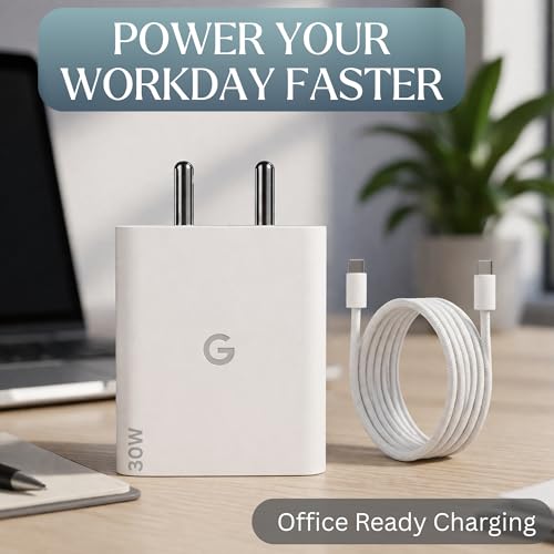 Image of Umake 30W USB-C PD Fast Charger with Type-C to C Cable, PD 3.0 PPS Super Fast Charging Adapter, BIS Certified, Compatible with Google Pixel 9 /9 Pro /9 Pro XL /8 /8 Pro /8a /7 /7 Pro /7a /6 /6 Pro /6a - White