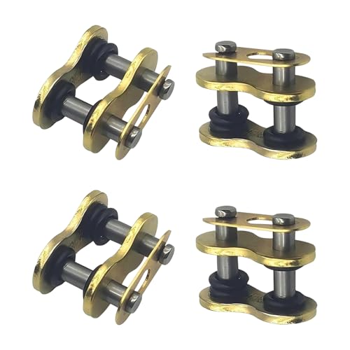 520HV 520 Chain Master Link, Heavy Duty Rust-proof Oil Sealed Chain with Sealing Ring, Metal Forged Shock Absorbing Connecting Links with Special Pin Hole, for Most Motorcycle Dirt Bikes (Gold)