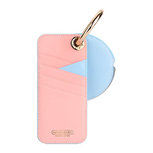 [HANSMARE] Two Tone Ring Card and Coin Wallet Set 4color Women Genuine leather wallet 4color (Pink/Blue)