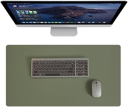 LovePads Desk Mat 14 x 24 Inch, Desk Protector Mat, Waterproof Makeup Mat for Vanity, Dresser Cover Accessories, Dual-Sided Writing Desktop Pad Blotter for Office, Work, Home, Decor (Green+Grey)