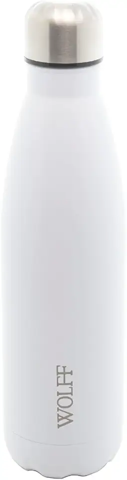 WOLFF - Garrafa Térmica de Aço Inox Branca com Parede Dupla - 500ml - Linha Ice