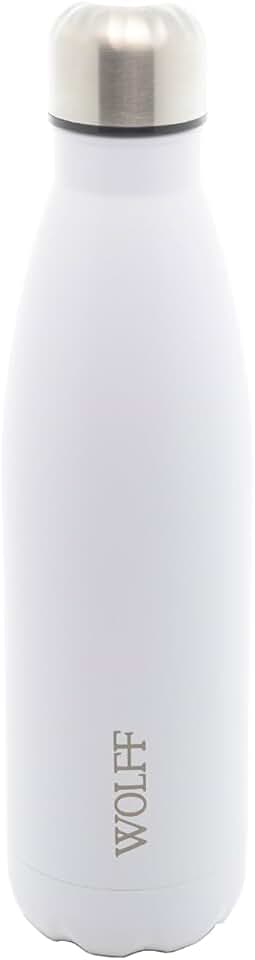 WOLFF - Garrafa Térmica de Aço Inox Branca com Parede Dupla - 500ml - Linha Ice