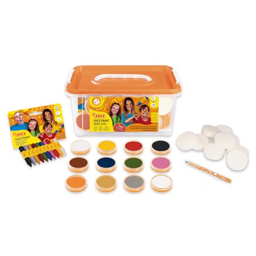 Jovi - Face Paint Schoolpack set 12 jars 8ml assorted colors + cosmetic pencil + 8 sponges