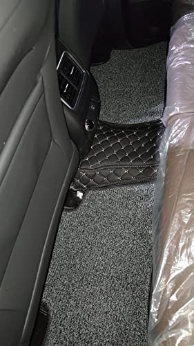 Image of KA10 7D Car Floor Mat for XUV700 (7 Seater) | Custom Fitted | Premium PU Leather | 100% Waterproof, Zero-Dust, Shield Your Car Floor | Full Set with Grass | (Black with Black)