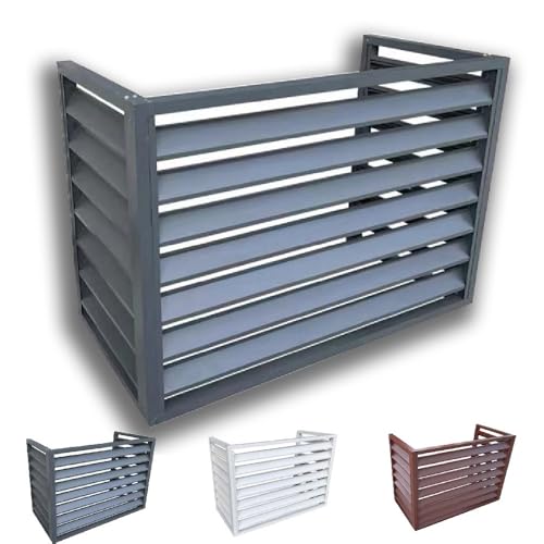 Abdeckung und Rost für Klimaanlagen, schützender Aluminiumständer für Wechselstrom- und Wärmepumpen, Terrassenzaun, Pflanzgefäß (grau, passend für 2-3 Personen)