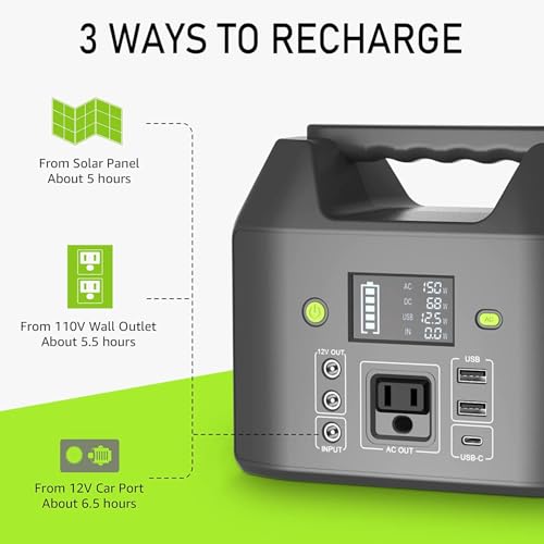 Image of EnginStar Portable Power Station, 150W 155Wh Power Bank with 110V AC Outlet, 6 Outputs External Battery Pack Portable Backup Battery Laptop Charger with LED Light for Home Camping