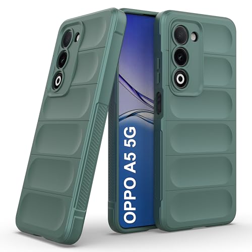 Image of Zapcase Back Case Cover for Oppo A5 5G | Compatible for Oppo A5 5G Back Cover | Liquid Silicon Magic Case with Camera Protection | Dark Green
