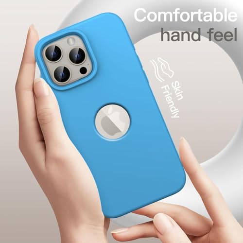 Image of Elzzi Microfiber Cover Compatible for iPhone 16 Pro Case Liquid Silicone Cases Shockproof Cover Back Cover with High Raised Camera Lips (6.3 inch, Aqua)