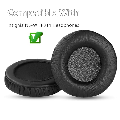Almohadillas de repuesto NS-WHP314 compatibles con auriculares Insignia NS-WHP314 con espuma viscoelástica de alta densidad y cuero arrugado negro, diseño cómodo que alivia presión miniatura 2