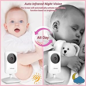 VTimes Baby Monitor with Camera and Audio, No WiFi, 2.4" LCD Screen, Two-Way Talk, Portable, Night Vision, 1000ft Range, Temperature Sensor, Alarm and Lullaby, for Baby Shower — photo 6 of 6