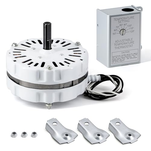 Aibabcue F0510B2944 F0510B2497 Power Vent Attic Fan Motor & 58033 Adjustable Thermostat Control Kit Replacement for Lomanco Lomancool 2000 1800 Series