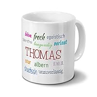 Printplanet Namenstasse „Thomas“ – Kaffeebecher Mit Spruch, 325 Ml, Spülmaschinenfest, Personalisiert